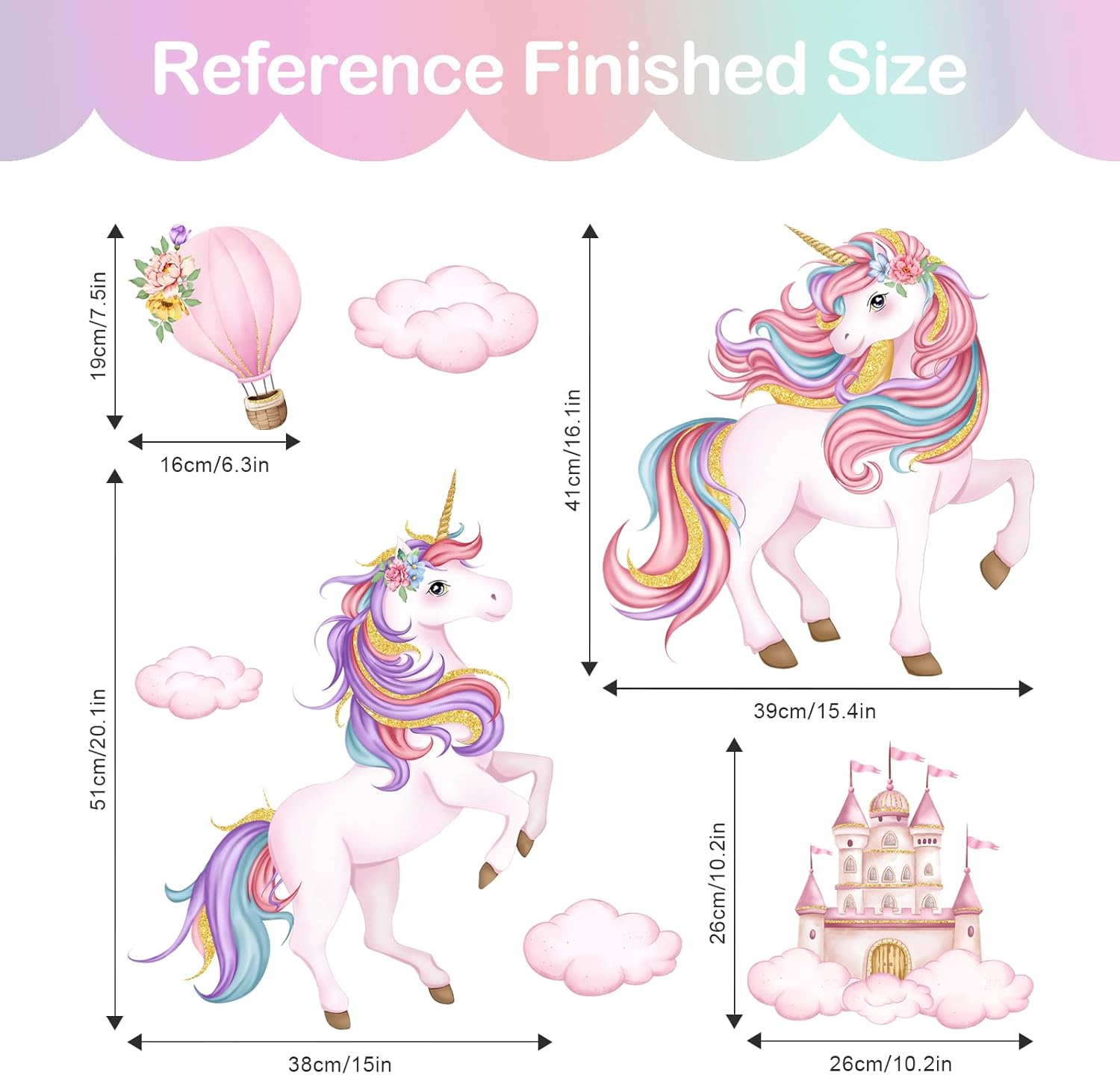 Thumbnail 1 de Tanlaby Unicorn Castle Wall Decals: Fairy-Tale Room Decor for Nursery and Bedroom