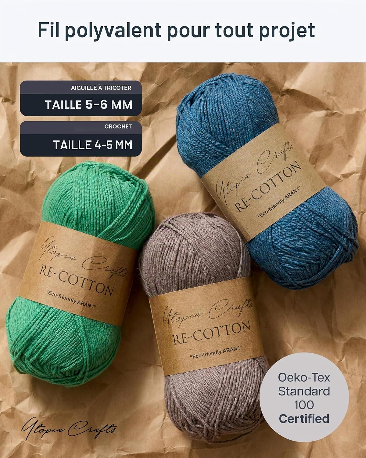 Thumbnail 5 de Lot de 5 pelotes Utopia Crafts Re-Cotton 100 g