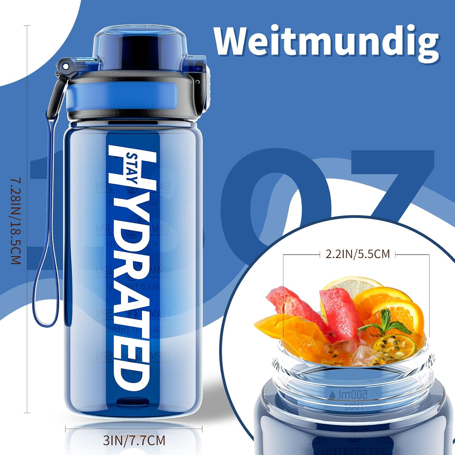 Thumbnail 6 de Mevoly Trinkflasche Kinder 500 ml – BPA-frei aus Tritan, Zeitmarkierung und Auslaufschutz