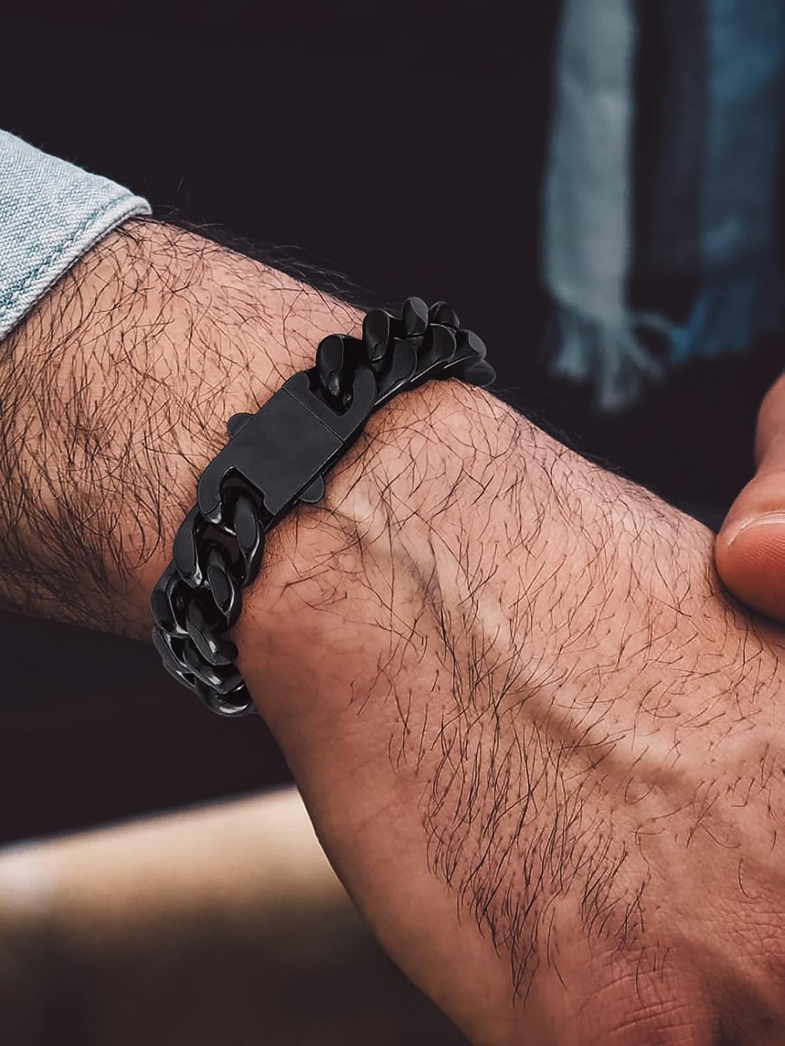 Detalle de Bandmax Bracelet Homme Acier Inoxydable – Bracelet Cubain 5/7/9/12 mm, Long 19–23 cm, Argent/Noir/Or