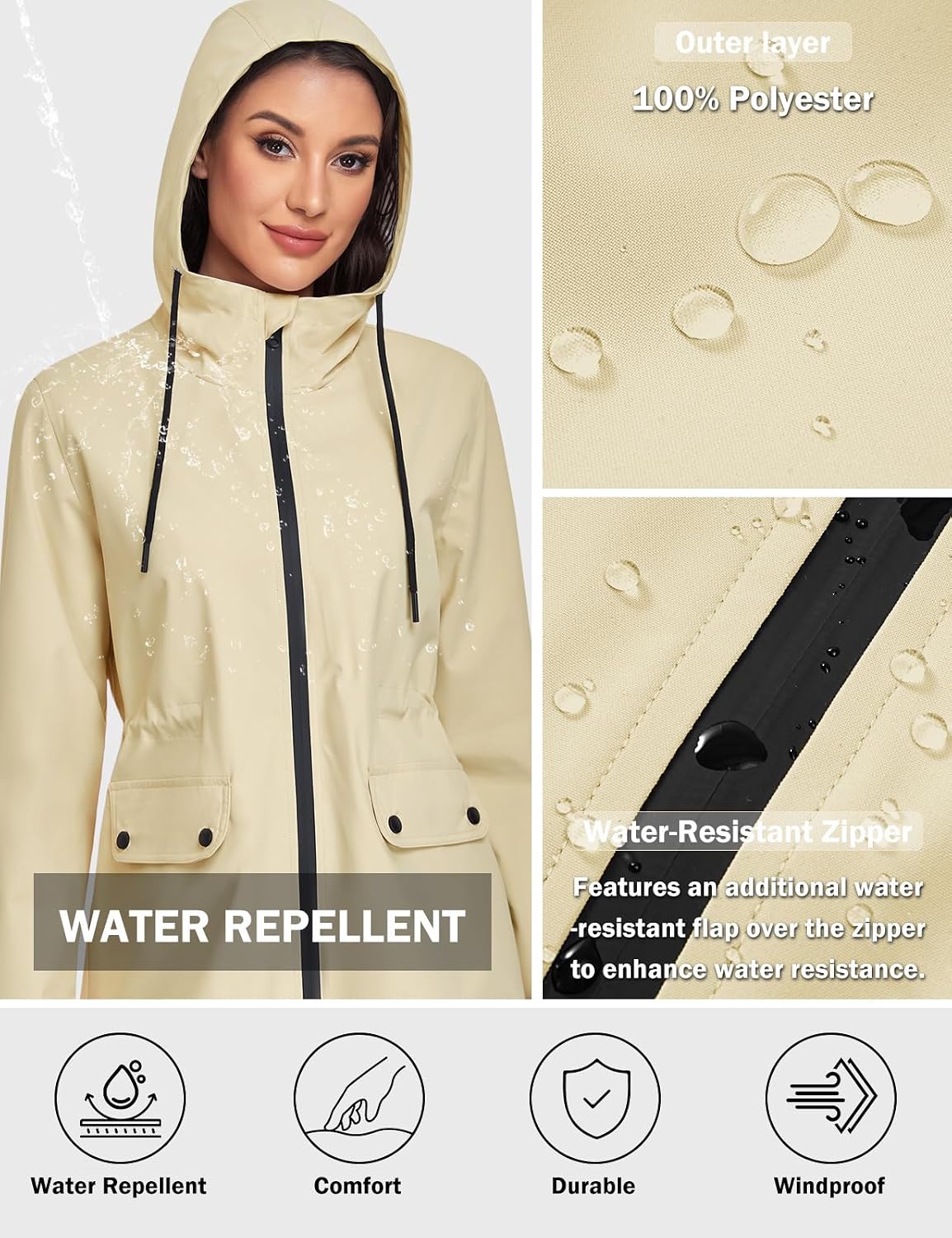 Detalle 2 de Yuson Girl Women's Lightweight Windbreaker Coat: Practical Transition Jacket
