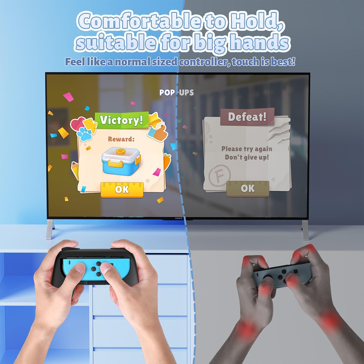 Detalle de FASTSNAIL rutschfeste Griffe als Controller-Halterung für Joy-Con (für Switch / Switch OLED) – 2x schwarz, nicht für Switch 2