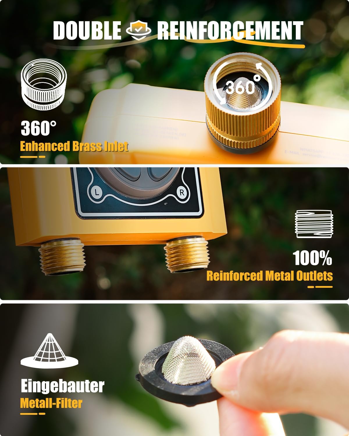 Thumbnail 5 de RAINPOINT Bewässerungscomputer WLAN 2 Ausgänge – Messing-Einlass/Auslass, intelligenter Wassertimer für Gartenschlauch
