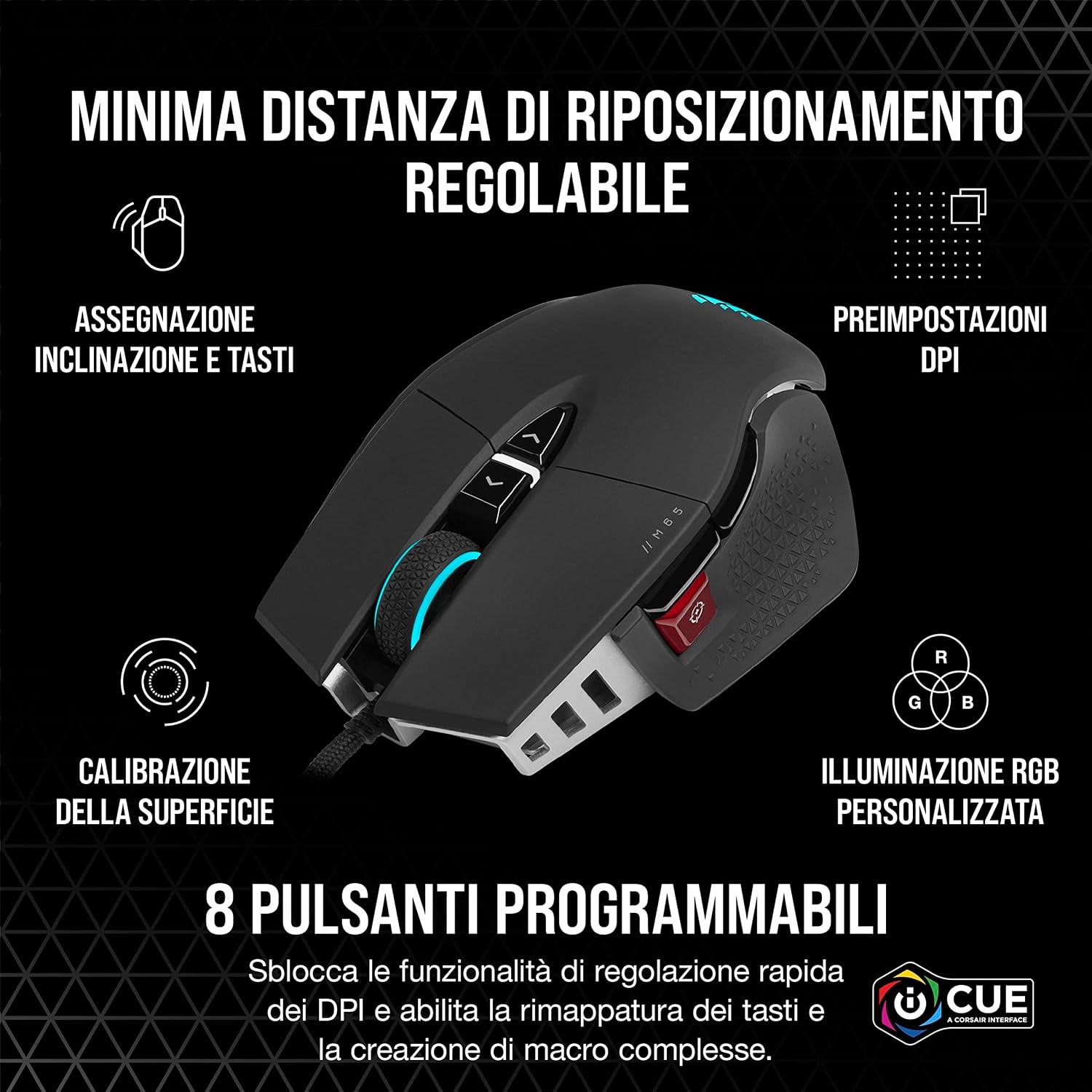 Thumbnail 6 de Corsair M65 RGB ULTRA Rev 2.0 mouse FPS Nero