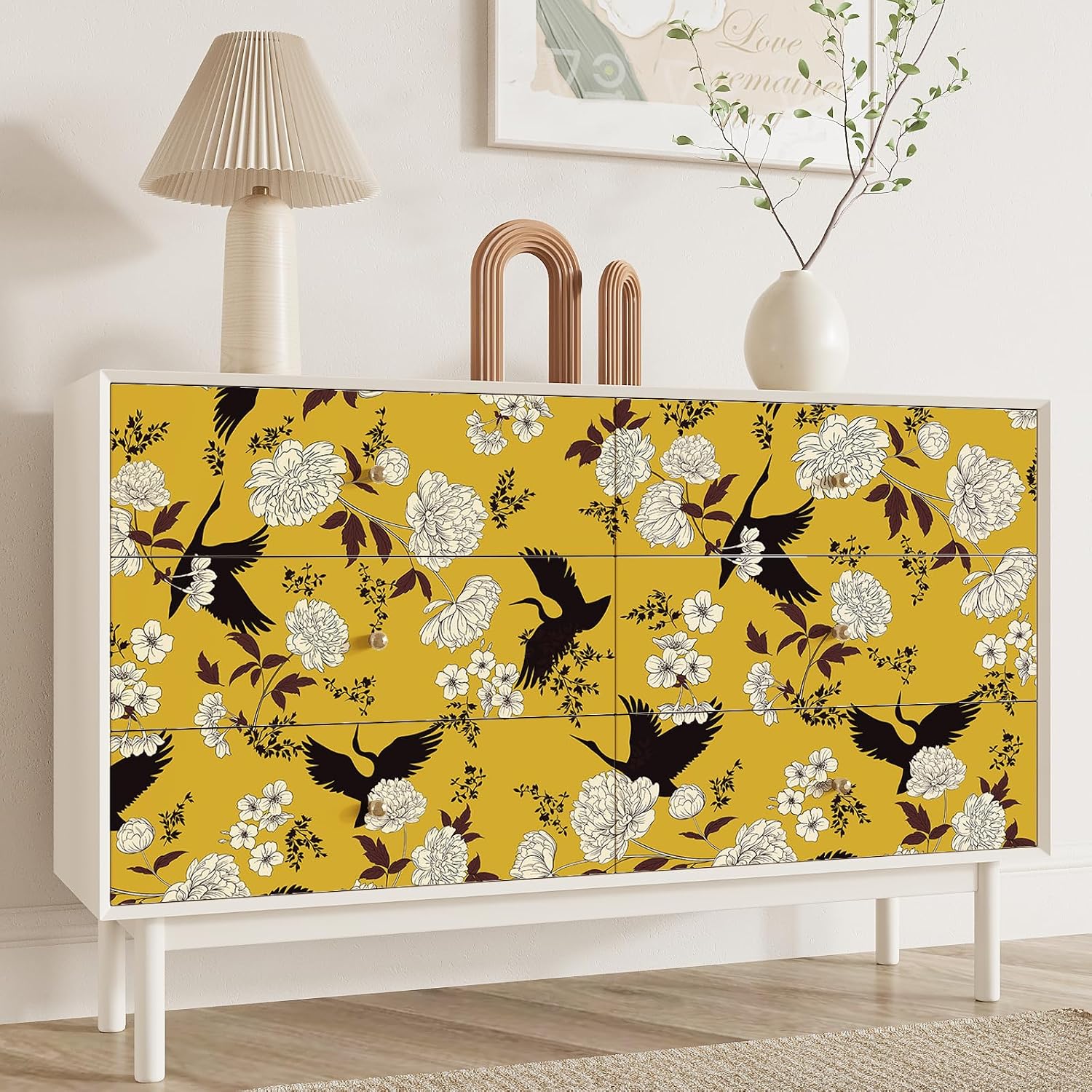 Thumbnail 5 de VEELIKE Vintage Yellow Floral Wallpaper 44.5×300cm 📐