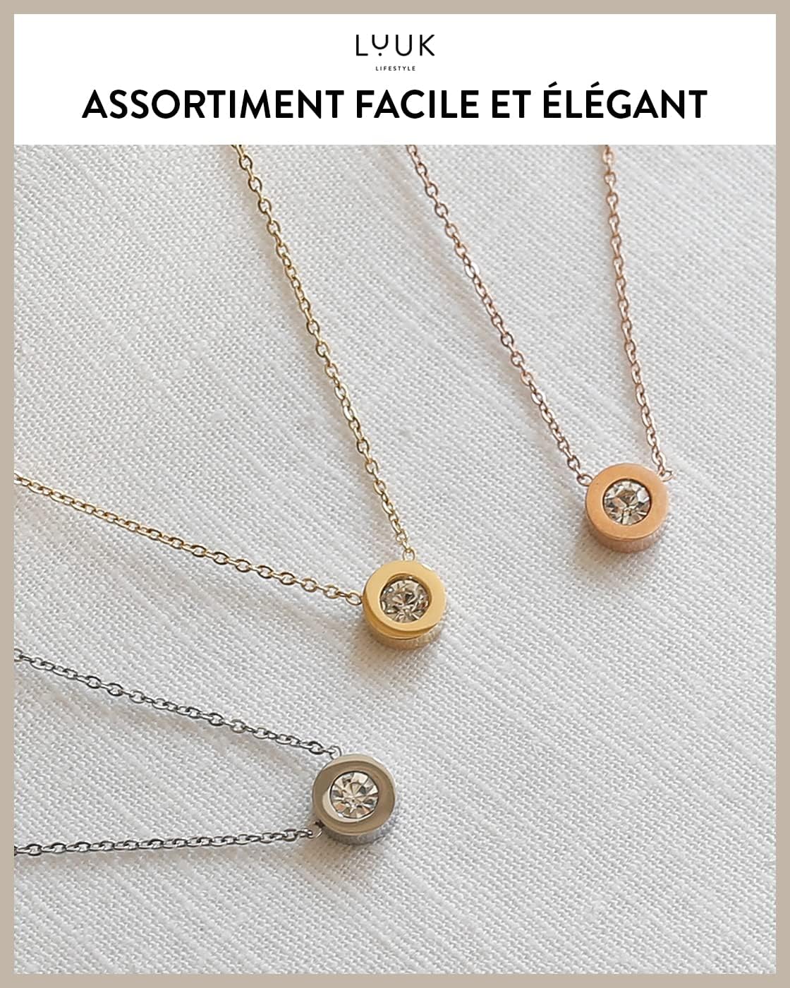 Thumbnail 4 de LUUK LIFESTYLE Collier avec pendentifs en acier inoxydable et carte cadeau HAPPINESS – longueur ajustable 50 cm