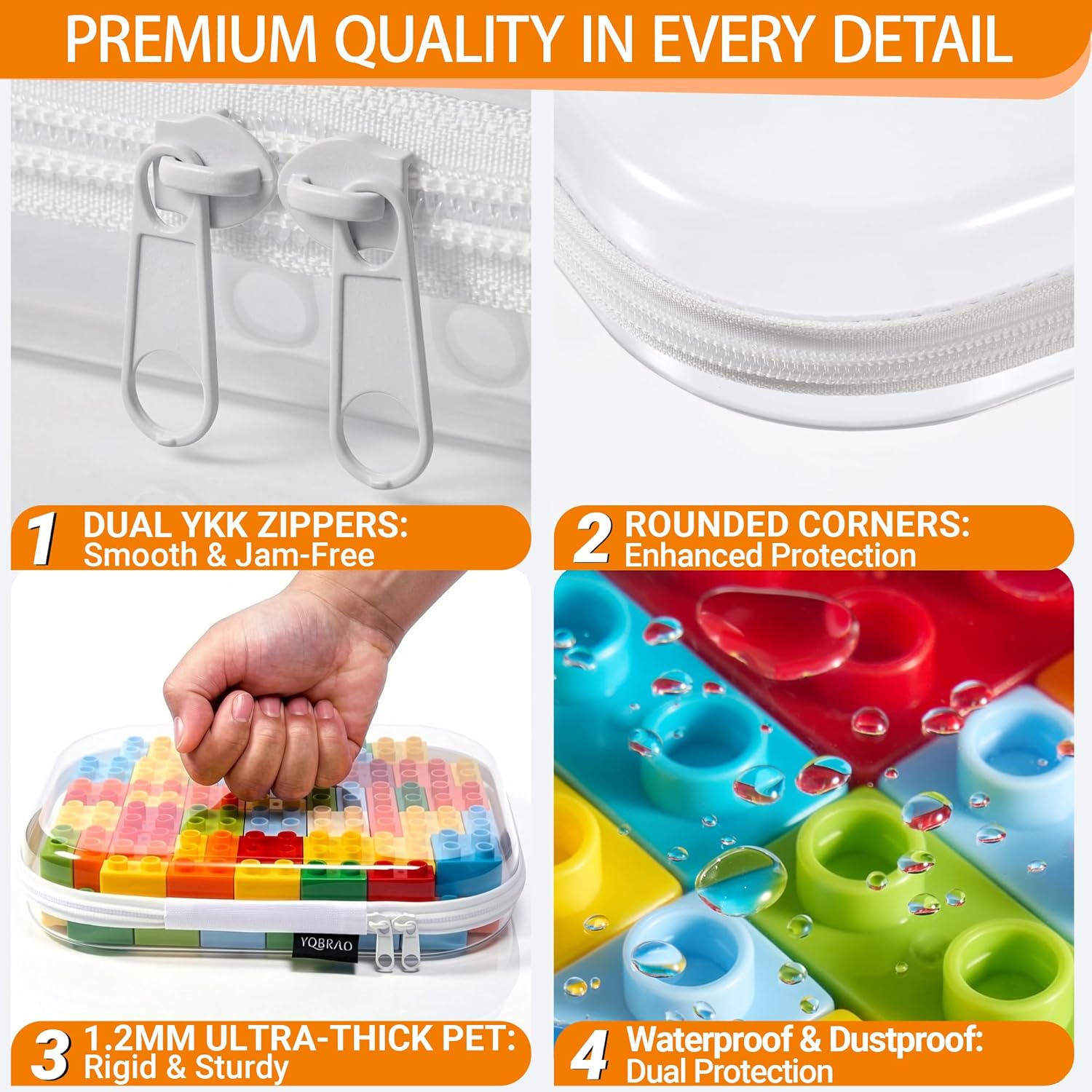 Thumbnail 4 de YQBRAO 3-Pack Clear Hard Shell Zipper Case (1.2mm) TSA-Approved Clear Travel Pouches