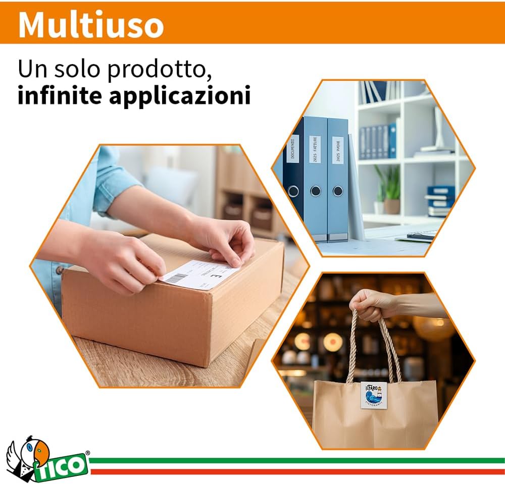 Thumbnail 1 de TICO LP4W-7037 etichette adesive bianche multiuso 70x37 mm, 100 fogli A4