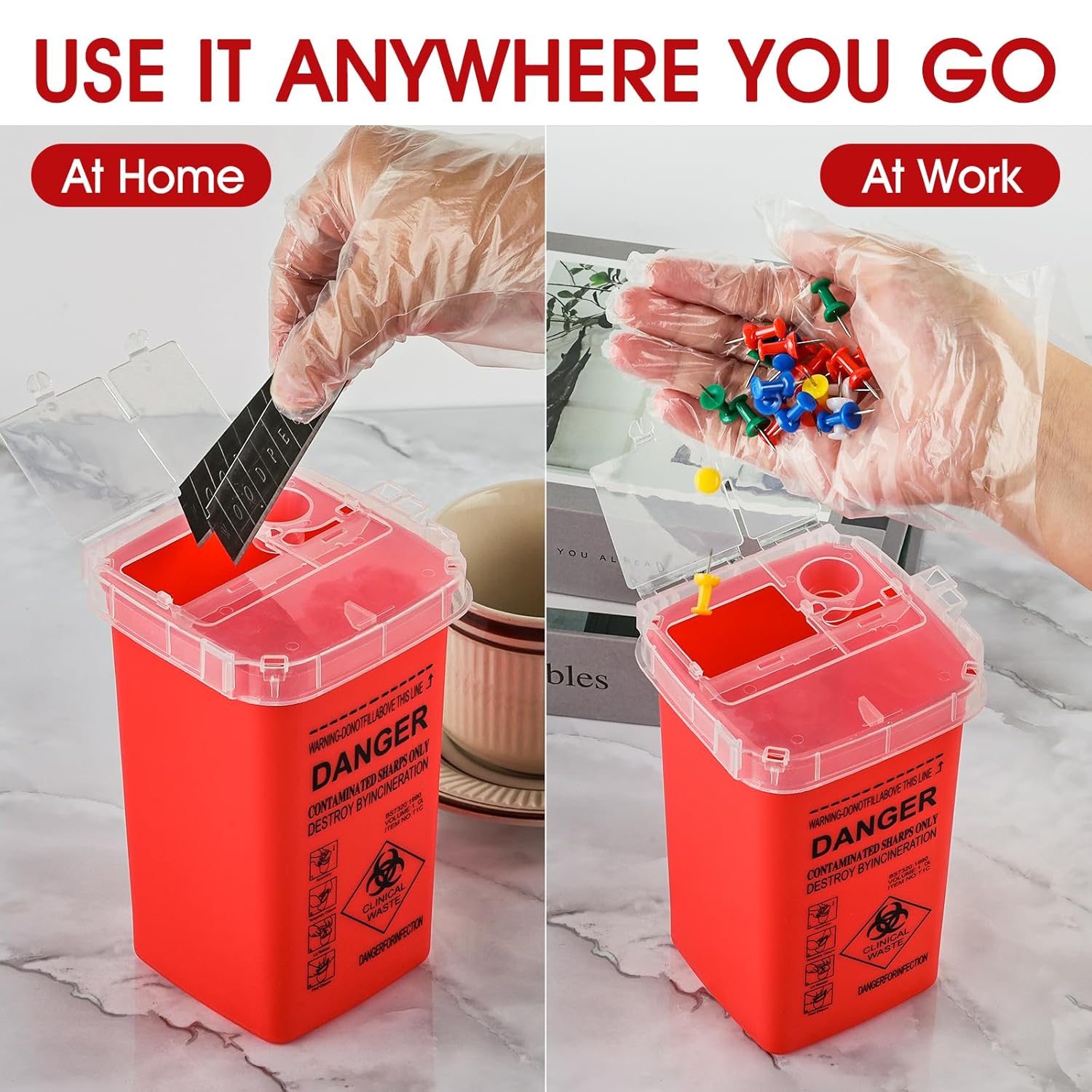 Detalle 2 de MITINU MT-3 Sharps Containers, 1-Quart 3-Pack with Needle Removal Port