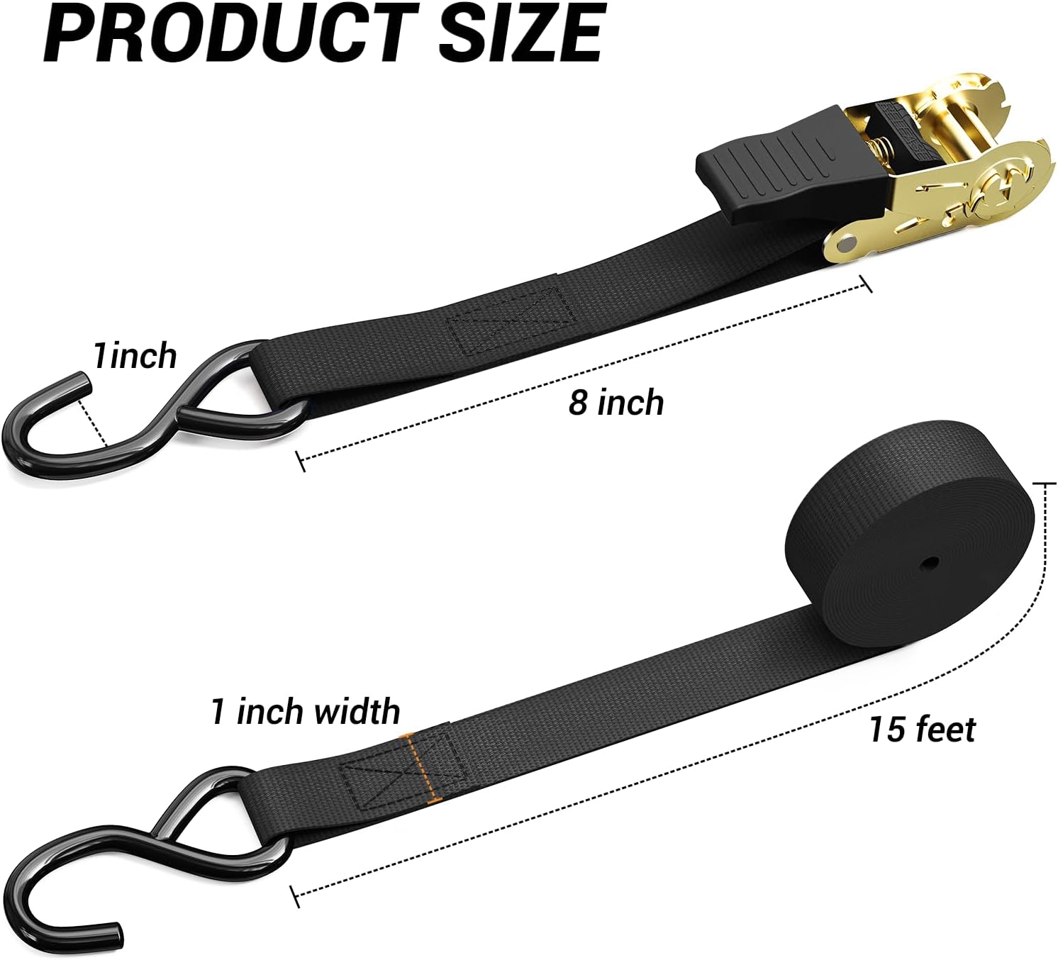 Detalle 2 de Ohuhu Ratchet Straps 4.6m 680kg 4 Pack