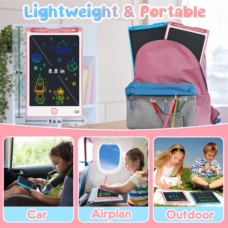 Detalle de Hockvill 8.8-Inch LCD Writing Tablet for Kids (Magnetic Doodle Board Style) — Travel Drawing Pad for Ages 3–8