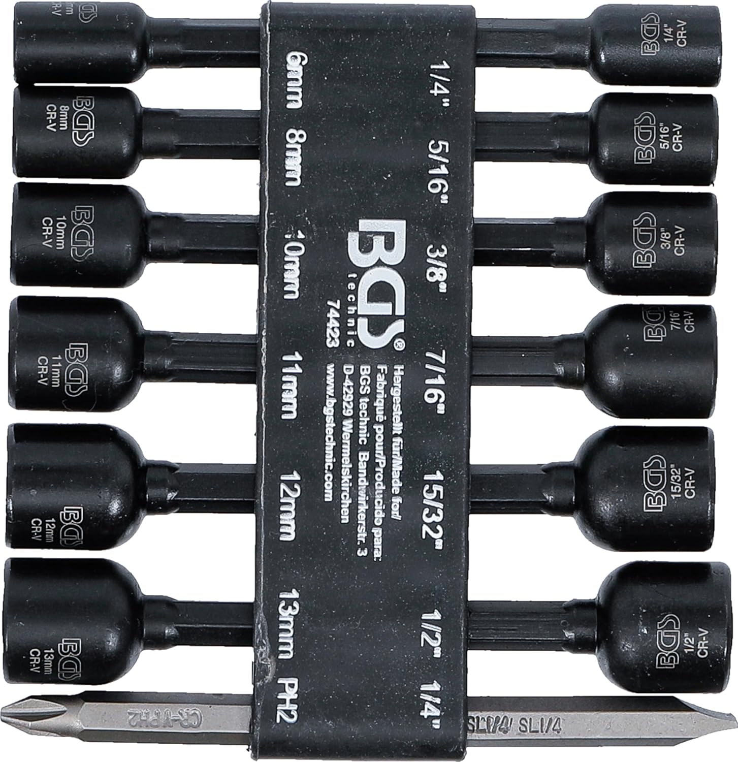 Detalle de BGS 74423 - Jeu de douilles à choc six pans (6,3 mm / 1/4") pour perceuse et visseuse sans fil, 14 pièces