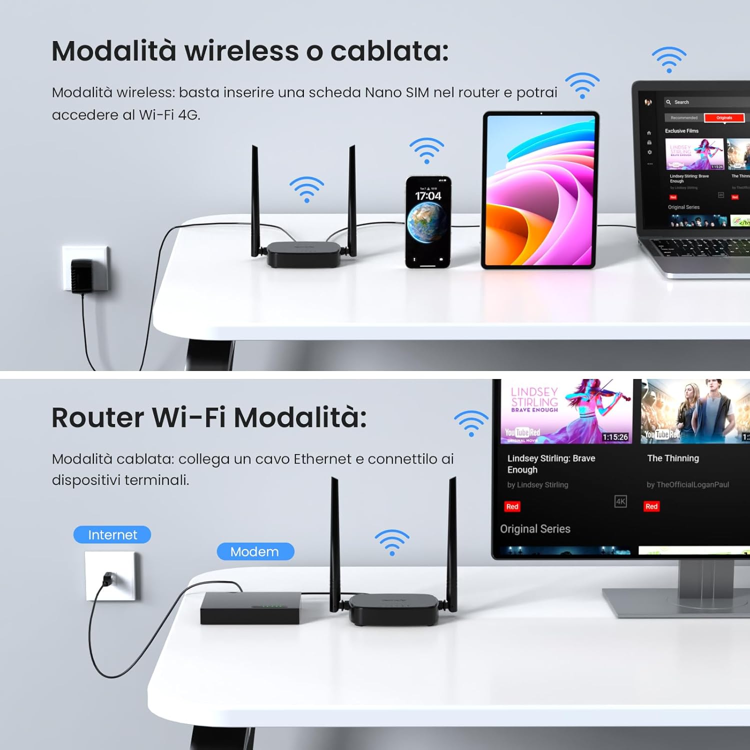 Thumbnail 6 de Tenda 4G03 Pro router WiFi 4G LTE con SIM, Plug & Play, fino a N300Mbps (2 antenne esterne)