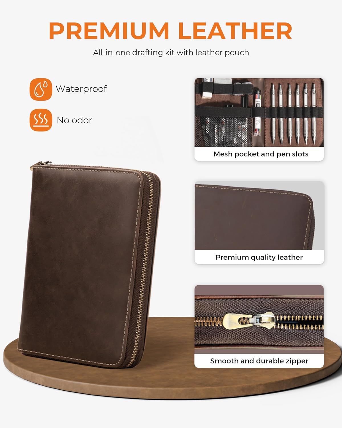 Thumbnail 6 de STAGEEK 6-Stück Druckbleistift-Set mit Ledertasche – Metallgehäuse, 0,5/0,7/0,9/2,0 mm, 16 Minenröhrchen, Farbnachfüllungen