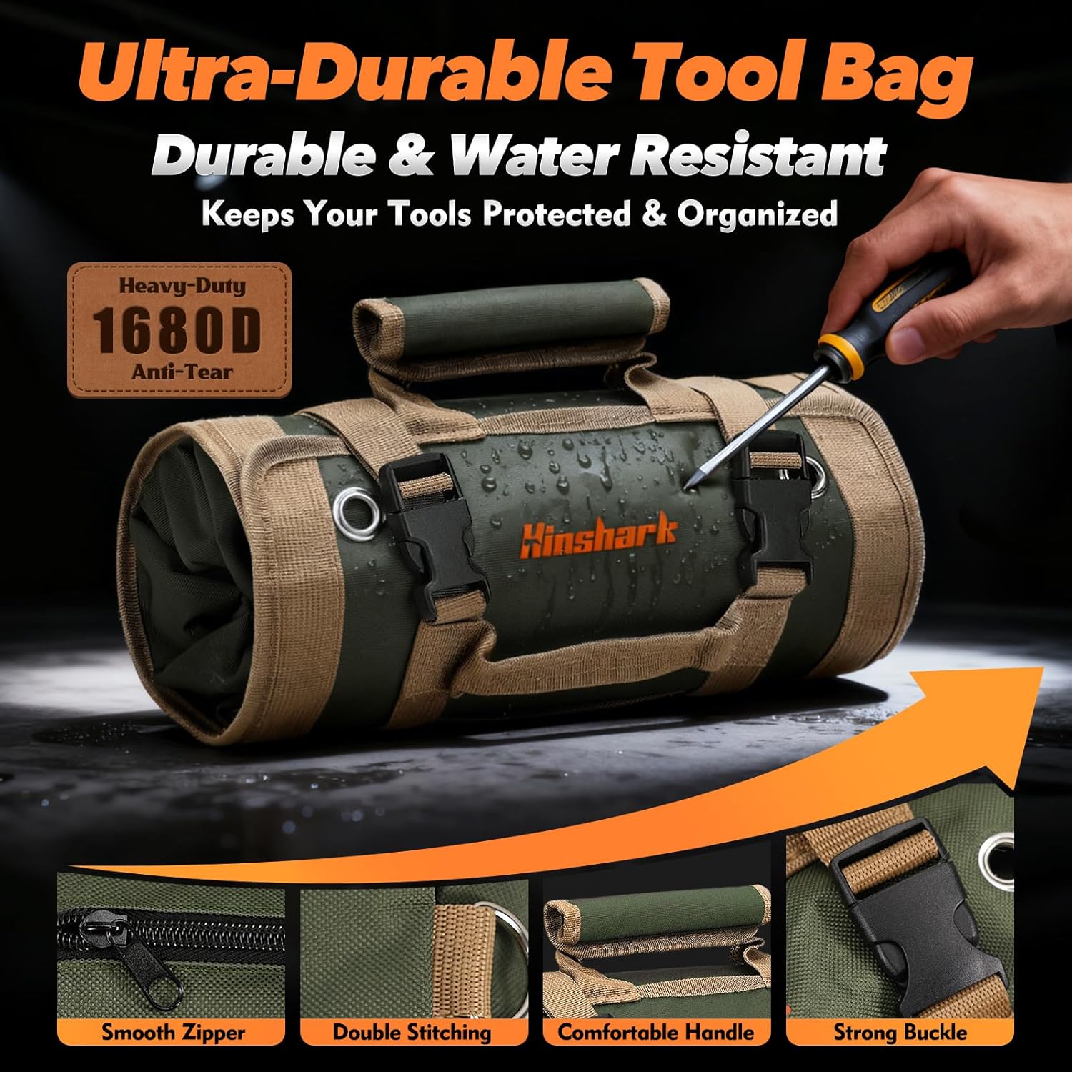 Thumbnail 4 de Hinshark Roll-Up Tool Bag 12 pockets
