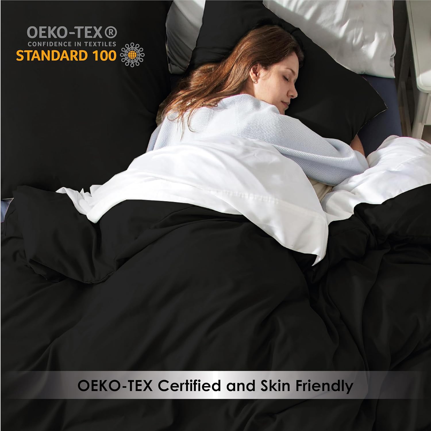 Thumbnail 5 de REHAN & CO Double Duvet Cover Set Black