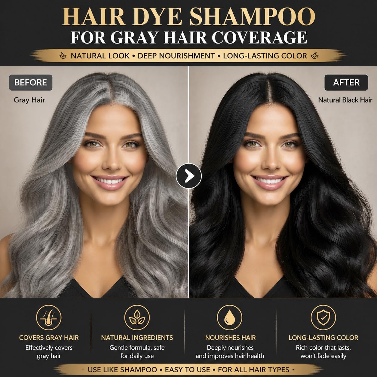Thumbnail 2 de JELMOK 500ML Shampoo Colorante 5-in-1: copre i capelli bianchi in pochi minuti e ridà vitalità