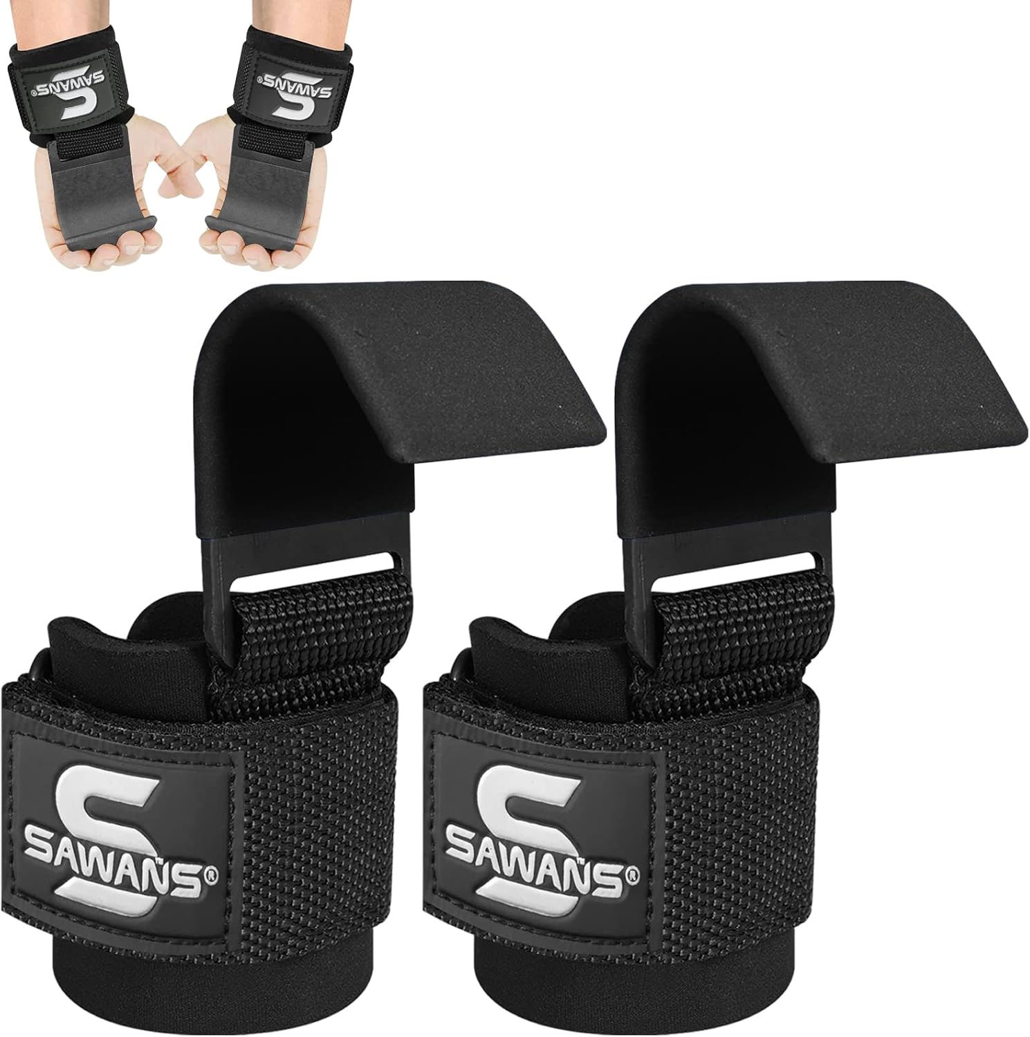 Lifting Hooks Non-Slip Coated Heavy Duty Neoprene Wrist Support