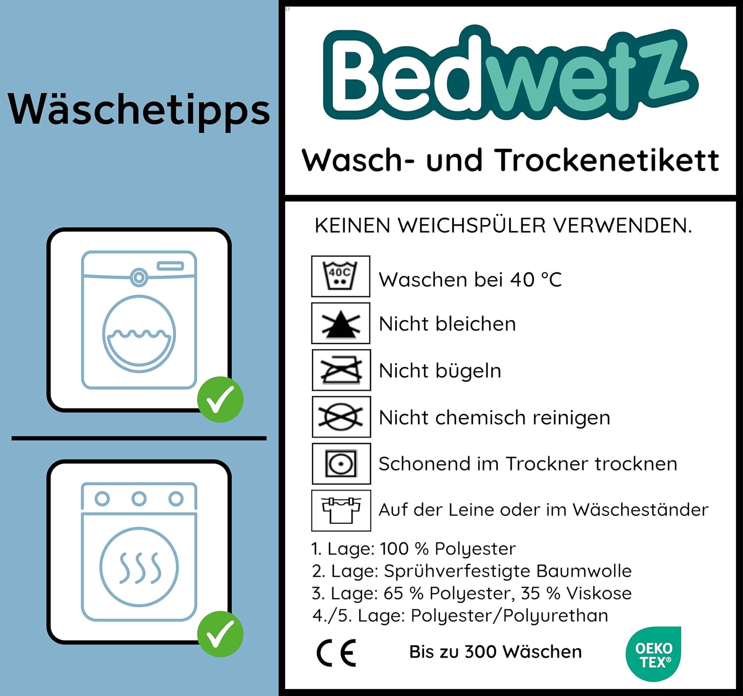 Detalle de Bedwetz® Bettunterlagen für Töpfchentraining, 100% wasserdicht – 86 x 91 cm (Plus Biesen), Mond-Design, 2er-Set