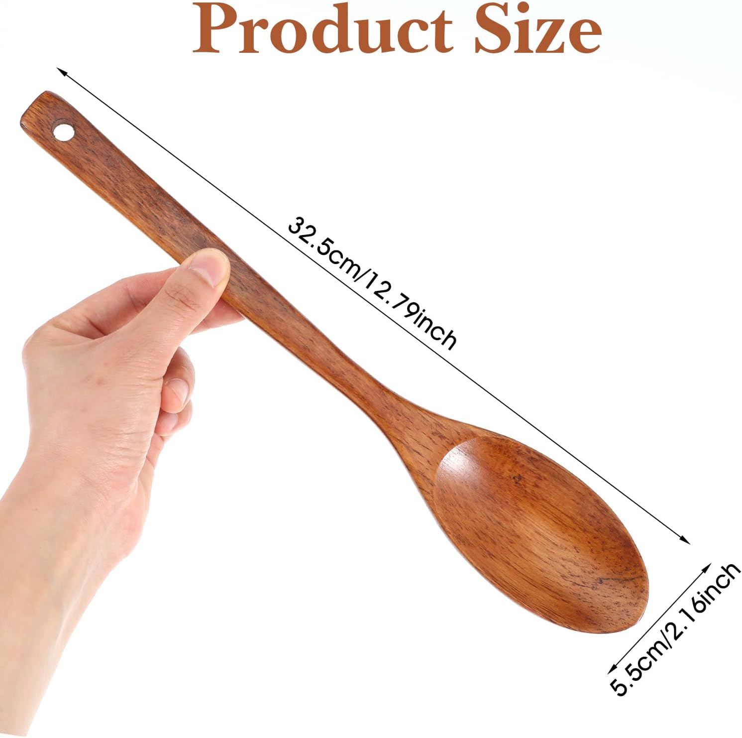 Detalle 2 de 2Pcs Large Wooden Spoons for Cooking – 12.8 Inch Long Handles
