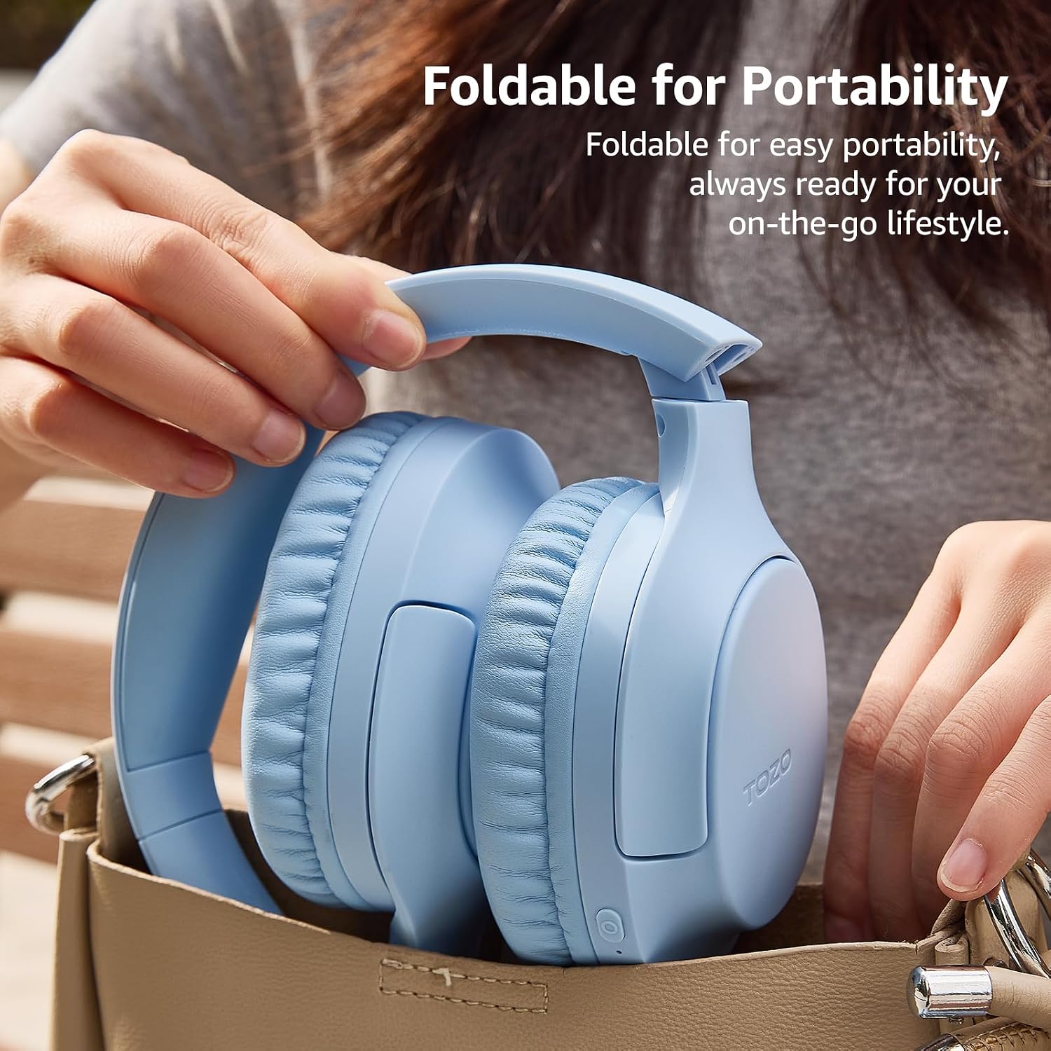 Detalle 2 de TOZO HA1 Over-Ear Kopfhörer – kabellos mit BT 5.4, ENC Noise Cancelling, 70 Std. Akkulaufzeit und faltbarem Design