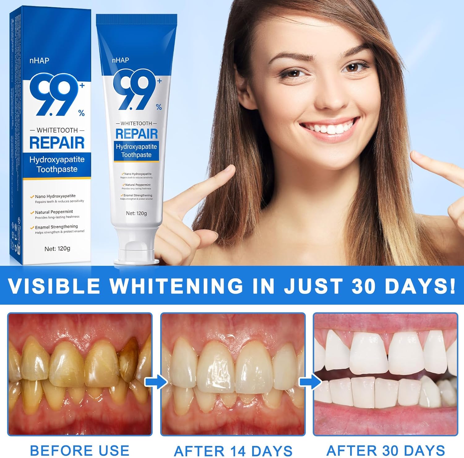 Thumbnail 6 de Hydroxyapatite Toothpaste 9.9% — Enamel Protection 🪥