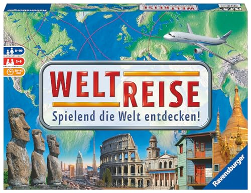 Detalle 2 de Ravensburger Familienspiel 26888 Weltreise – Der Familienklassiker ab 8 Jahren