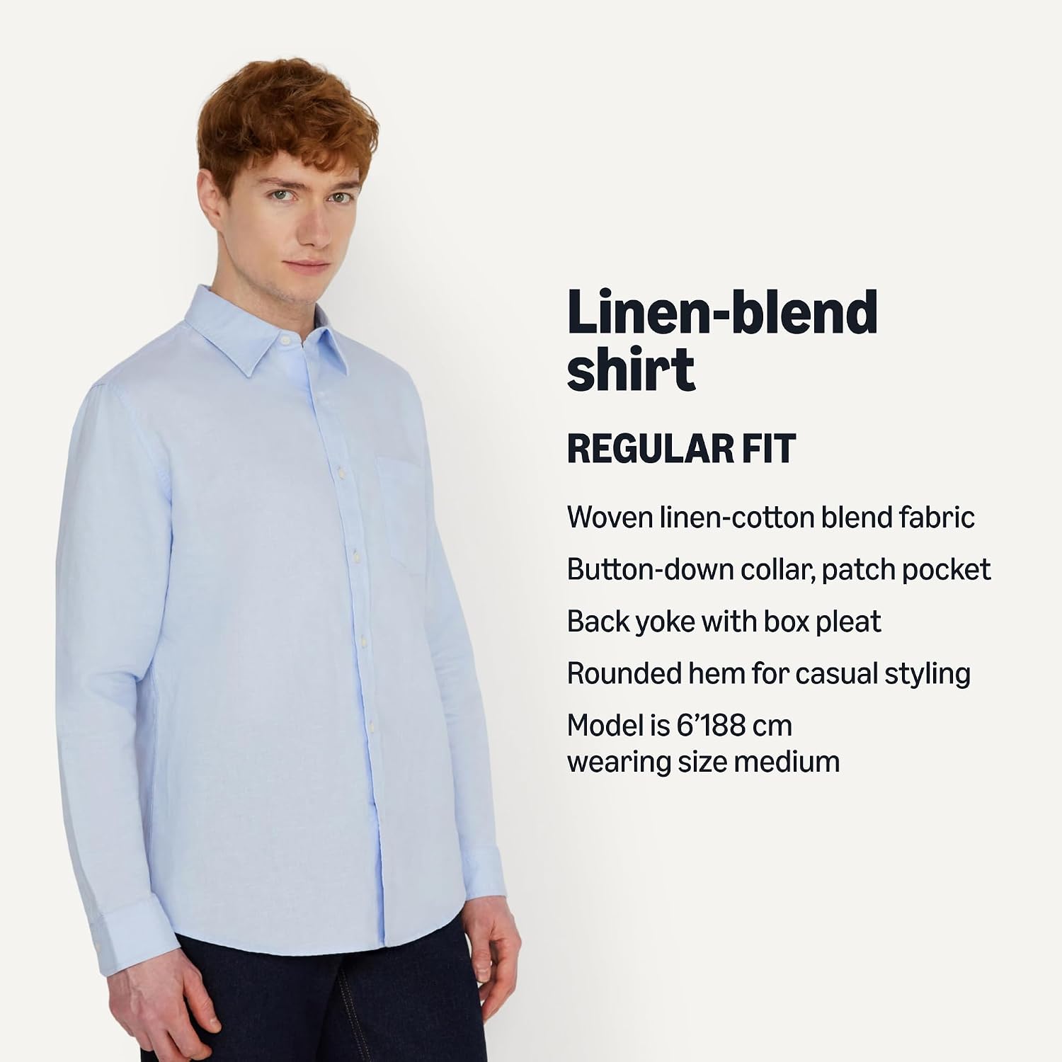 Detalle 2 de Amazon Essentials Men's Regular-Fit Long Sleeve Linen Blend Shirt