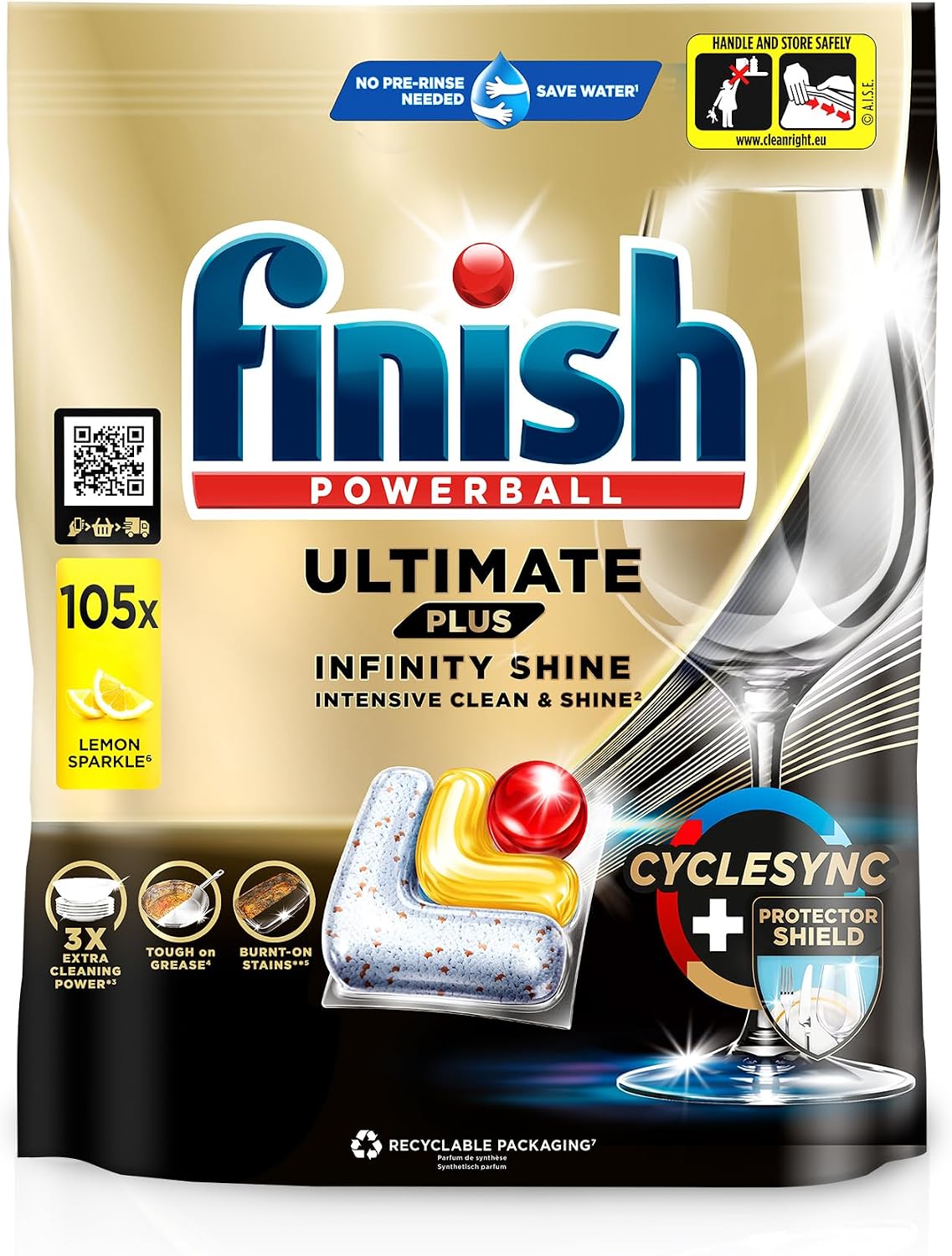 Detalle 2 de Finish Ultimate Plus Infinity Shine Geschirrspültabs 105 Stück