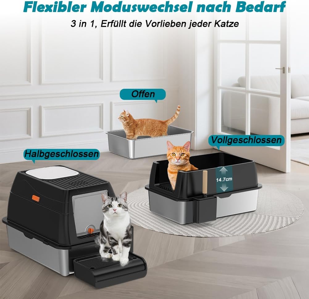 Thumbnail 6 de SZEETECH Katzenklo Edelstahl XL 60×40×39,5 cm