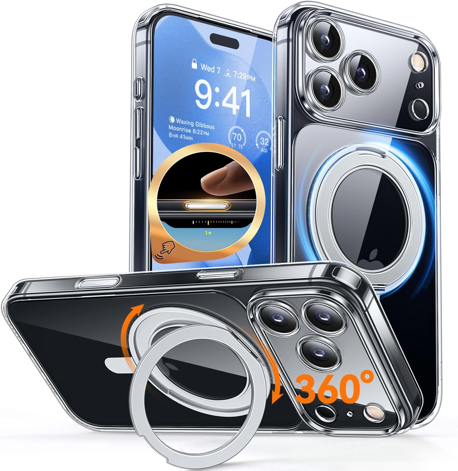 Detalle de CANSHN iPhone 17 Pro Ständer Hülle mit 360°
