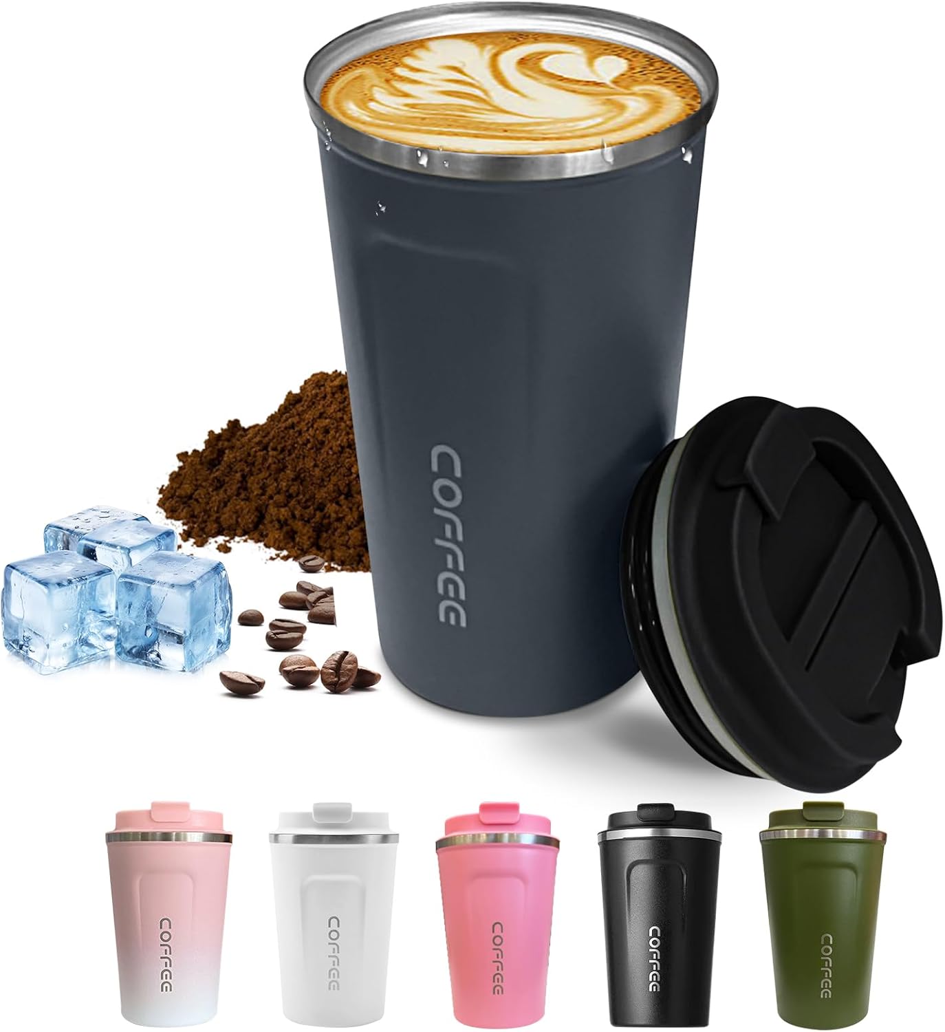 Thumbnail 6 de SPLMIFA 12oz leak-proof stainless steel vacuum travel coffee mug with lid (Black)