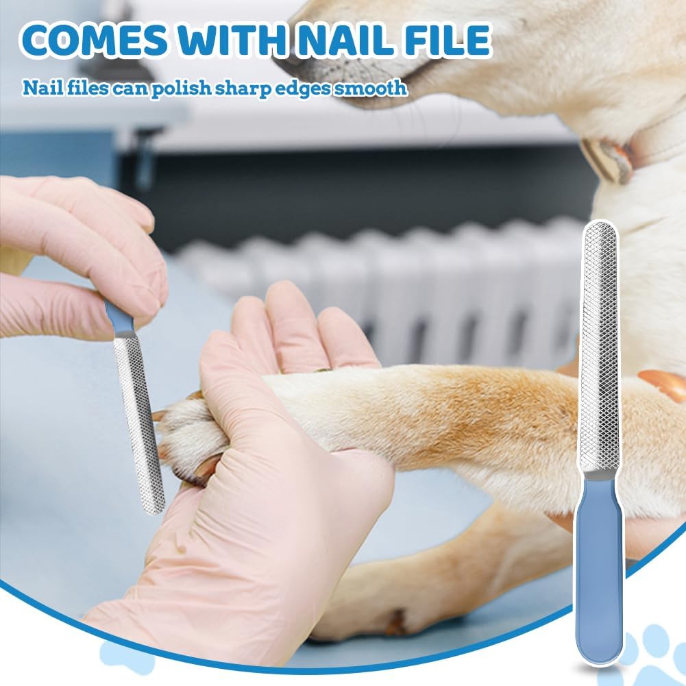 Thumbnail 2 de AMFUN Tagliaunghie per cane e gatto con guardia, in acciaio inox (blu e bianco) con lima e blocco di sicurezza