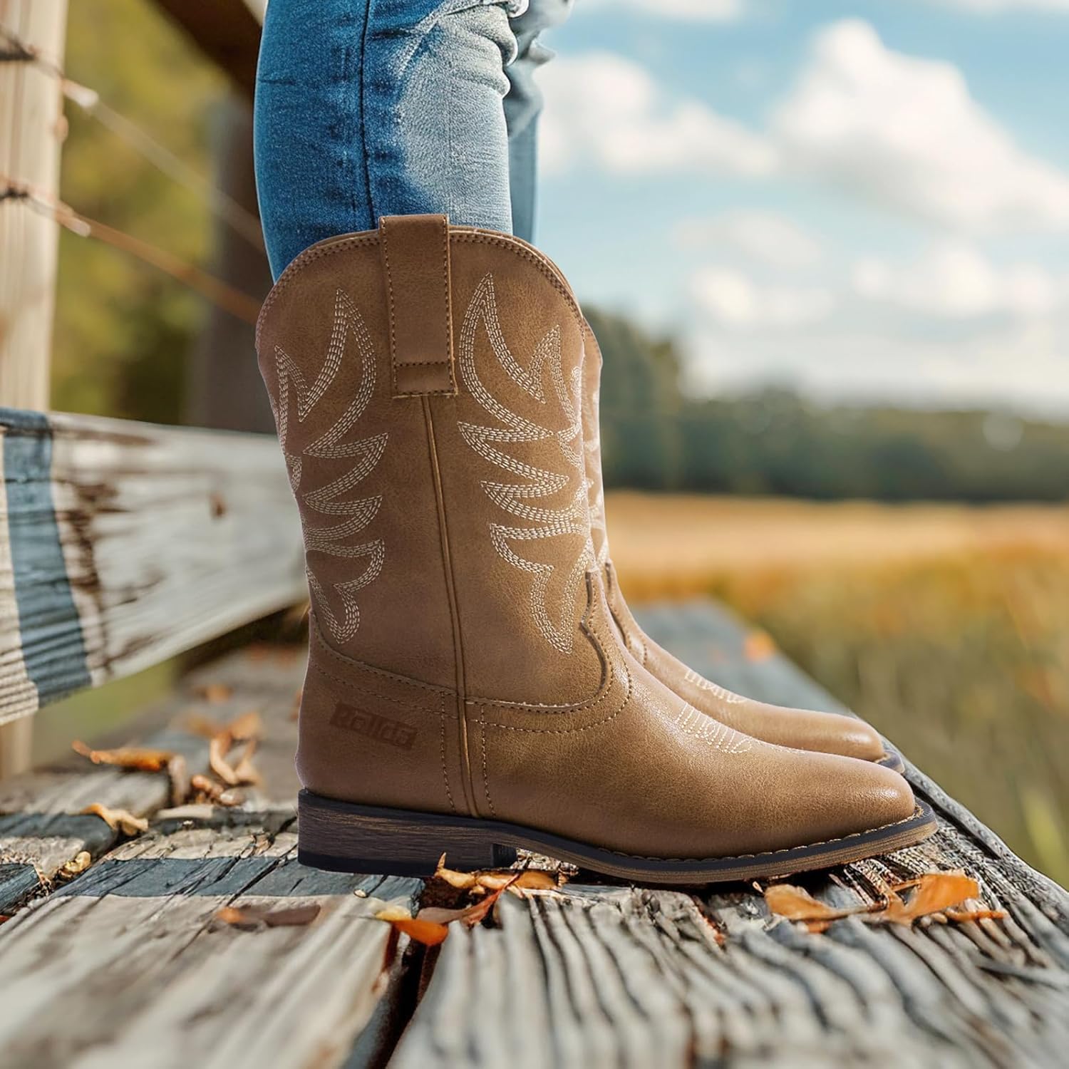 Thumbnail 2 de Rollda Kids Cowboy Boots for Boys & Girls: Western Square Toe with Easy Zip & Walking Heel