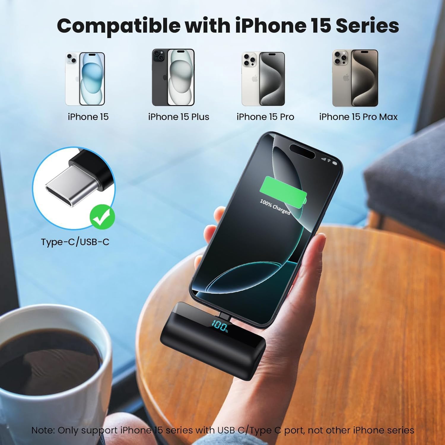 Detalle 2 de Mini Power Bank 5200mAh for iPhone 15/16 – 2025 Upgraded USB‑C PD Portable Charger