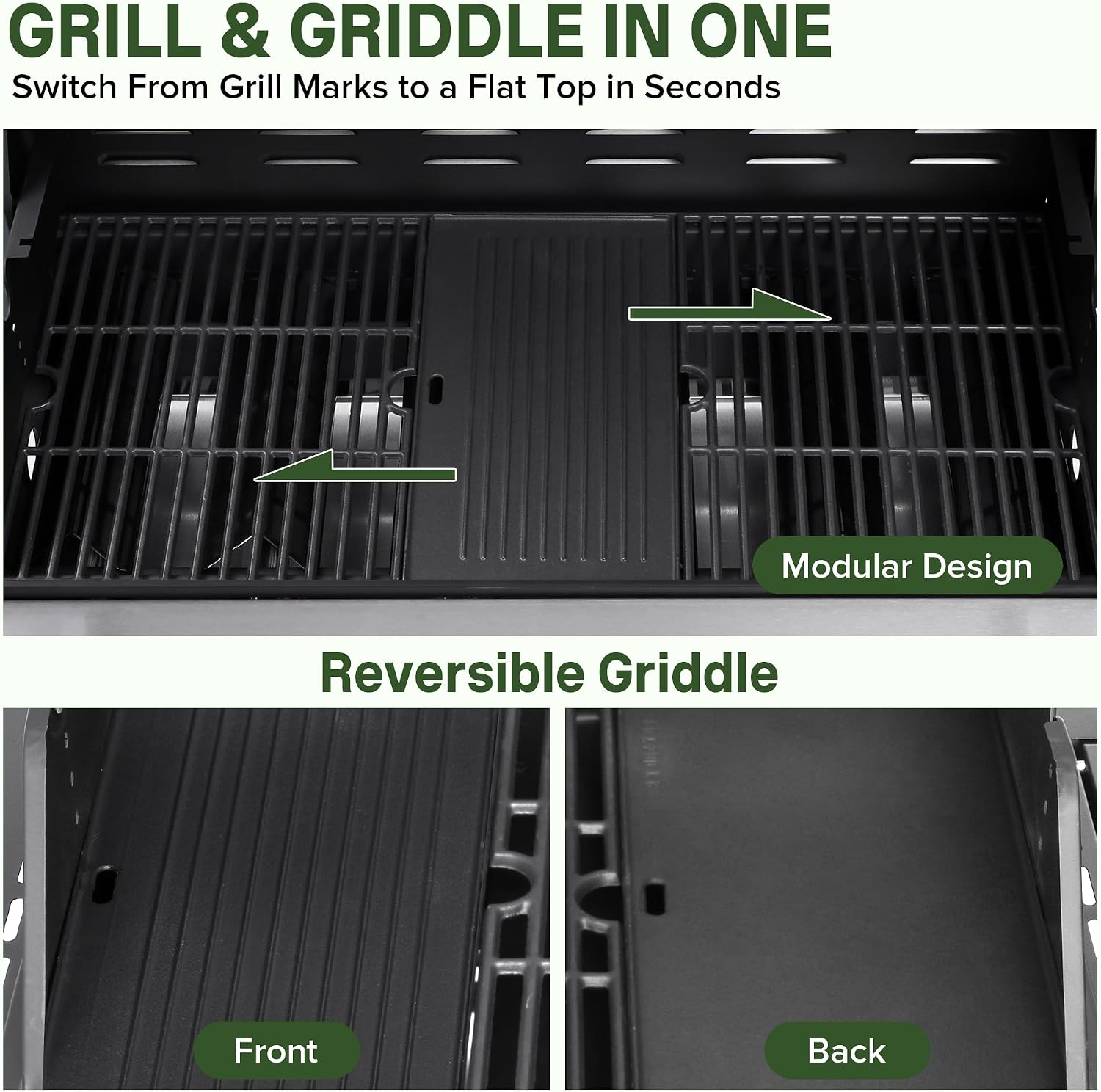 Detalle de LMNOCHM Propane Grill and Griddle Combo, 6-Burner