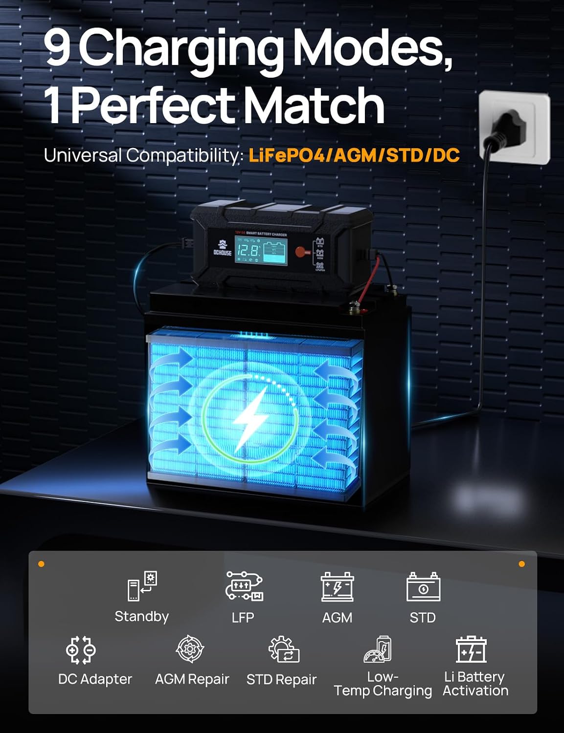 Detalle 2 de DCHOUSE chargeur batterie 12V 5 A