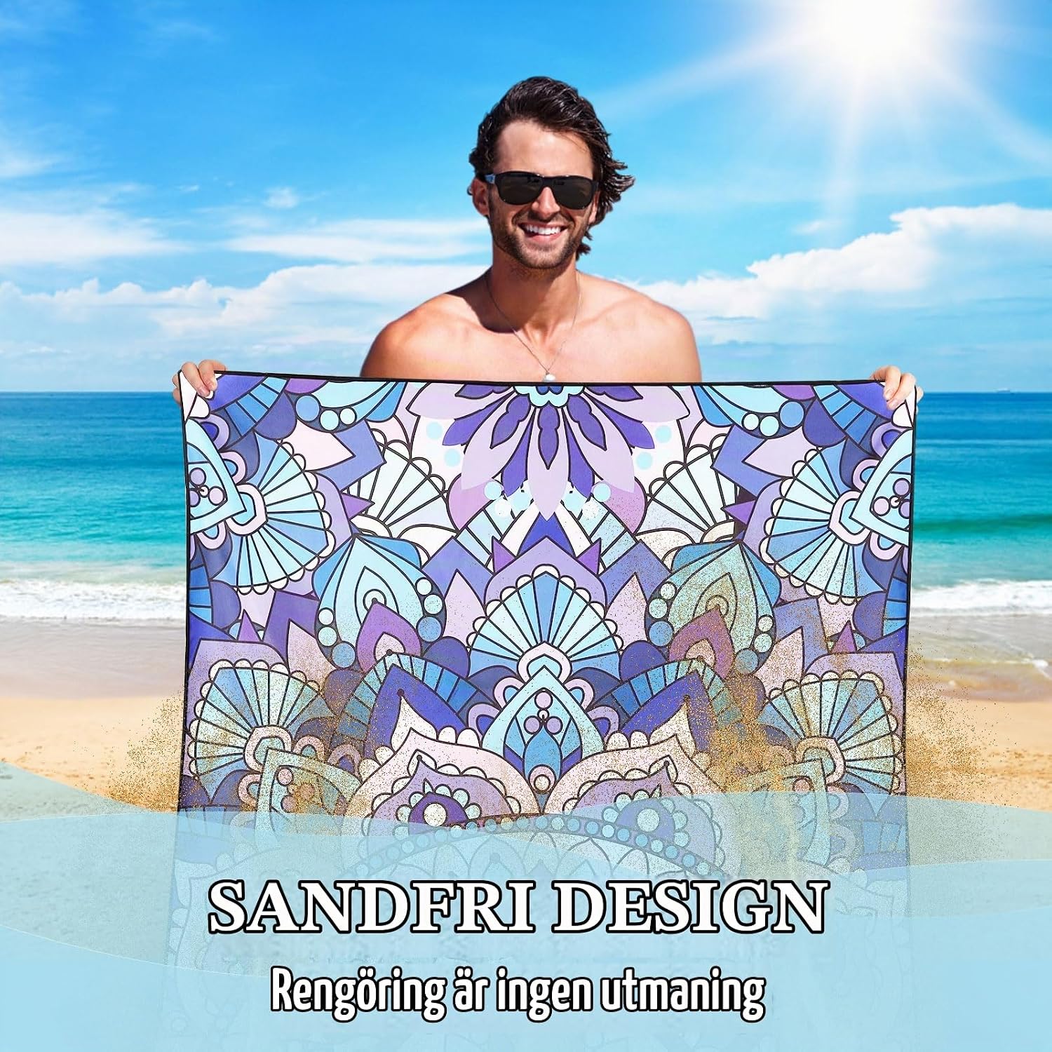 Detalle de KUOGAS strandhanddukar i mikrofiber, 2-pack 90 × 180 cm, snabbtorkande