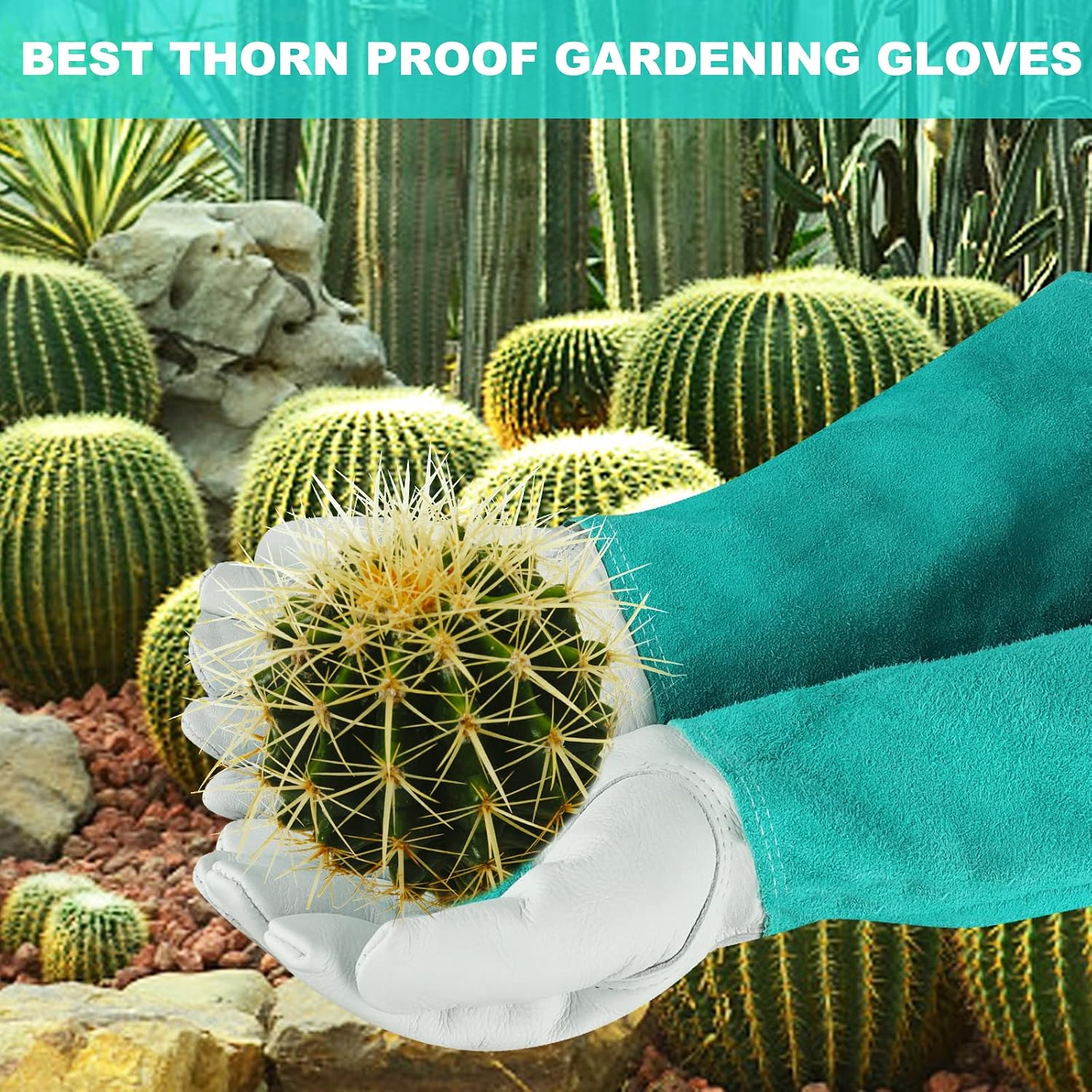 Detalle de SLARMOR Gartenhandschuhe aus Leder für Rosenpflege