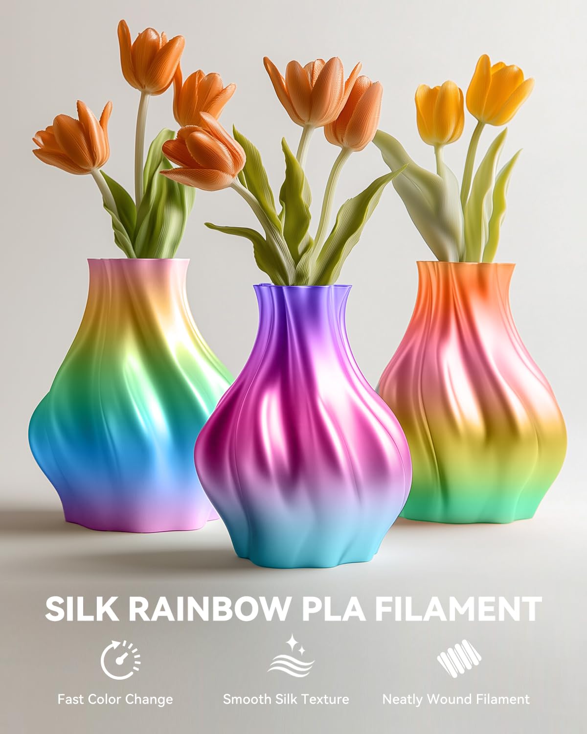 Thumbnail 4 de SUNLU Silk Rainbow PLA+ Filament Bundle (8 x 250g) – 2kg Total, Multicolor with Fast 8m Colour Change