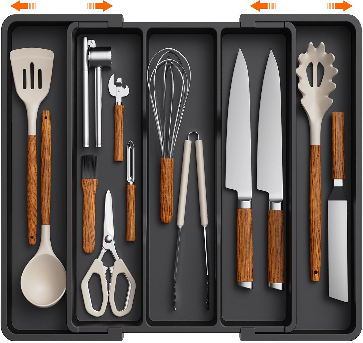 Detalle de Lifewit LH23077.01BL.V1.M01 – rozszerzany organizer do szuflady, 5 przegród, czarny