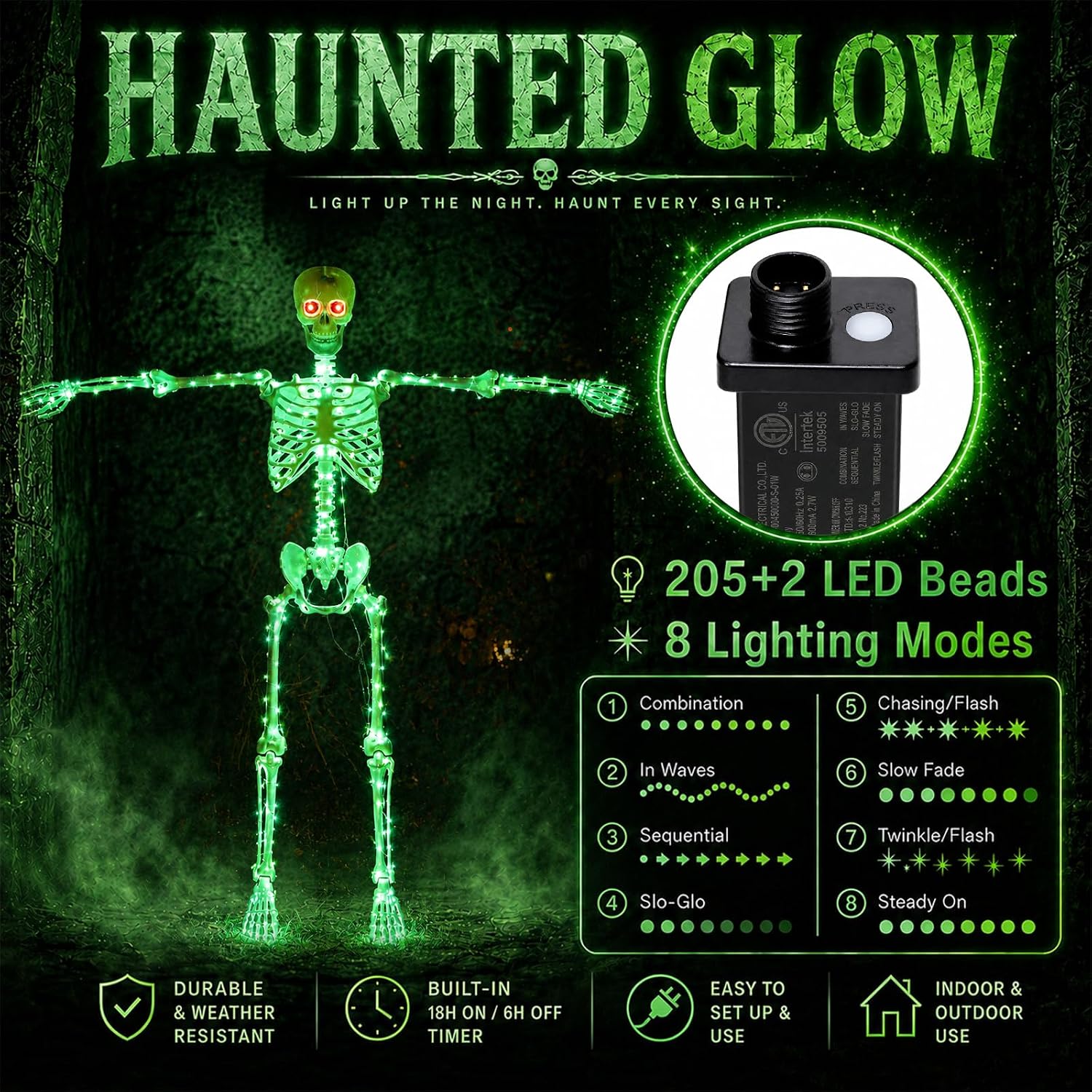 Detalle de Starweeks Starweeks-102-FT 135 cm Light-Up Poseable Skeleton with 205 LEDs