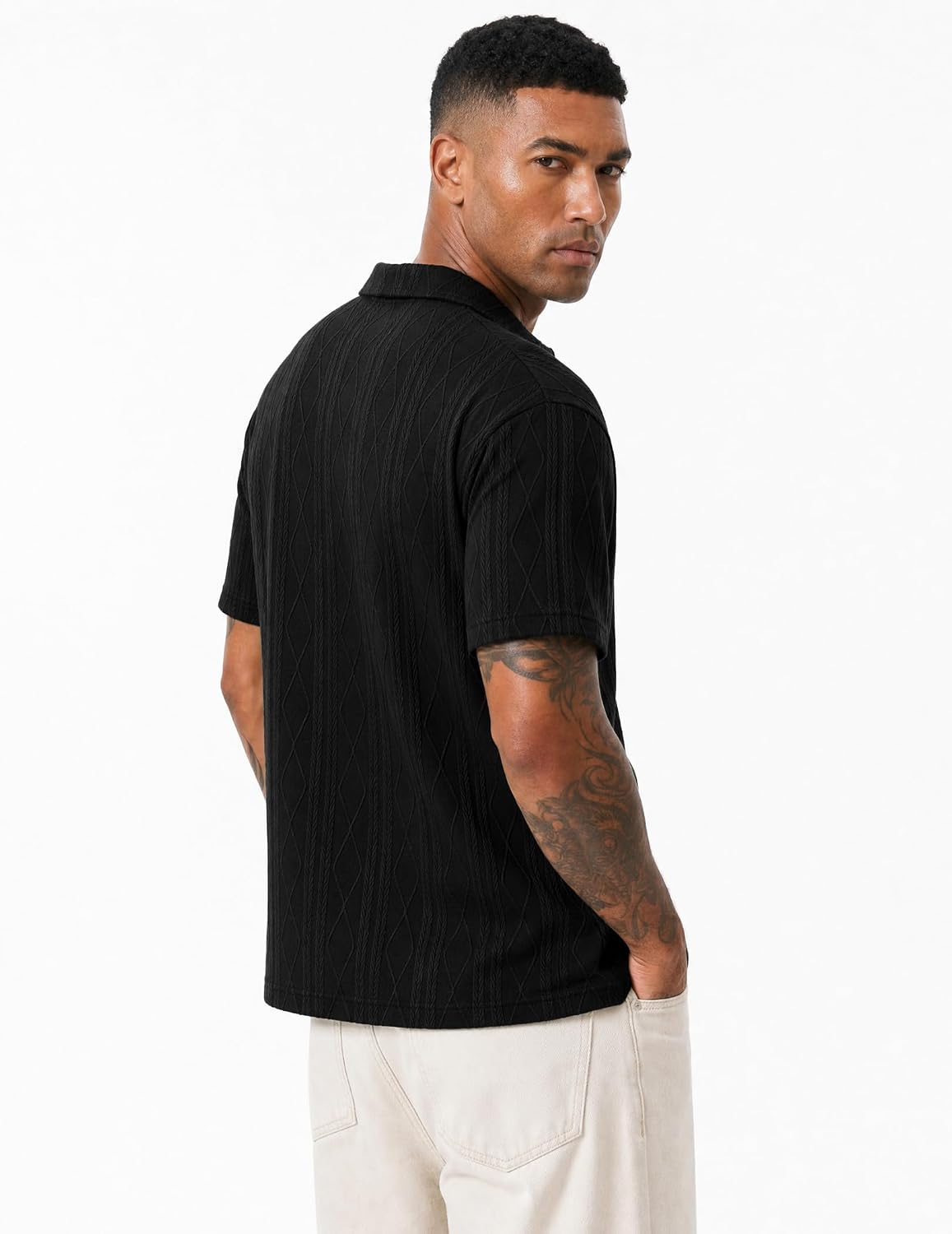 Detalle de JMIERR Men's Polo Shirt Textured Knit Button Casual Short Sleeve