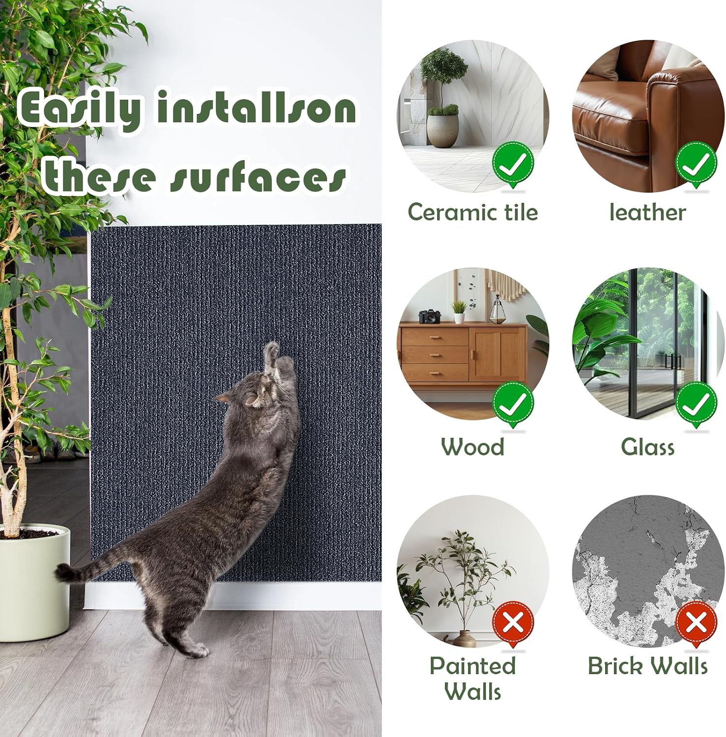 Detalle 2 de Litrue 40 x 200cm Cat Scratching Mat: Large, Self-Adhesive & Cuttable Guardian for Furniture