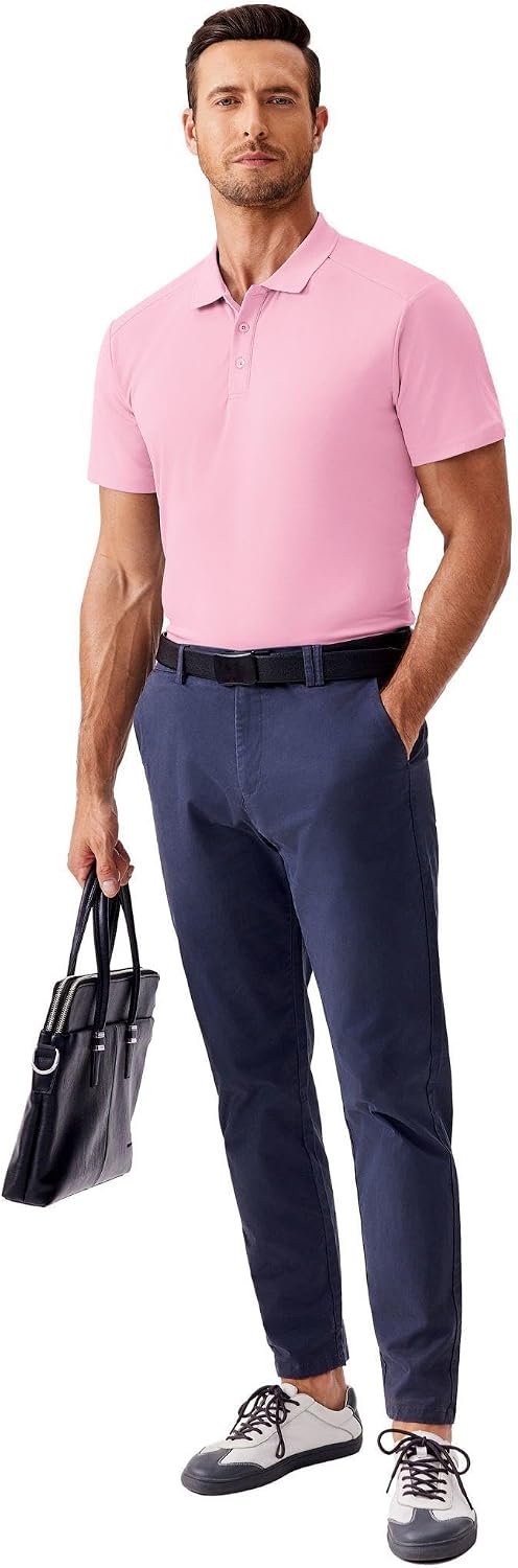 Thumbnail 4 de PINSPARK Golf Polo Shirts for Men – Quick Dry Short Sleeve, Slim Fit, 3-Button Collar