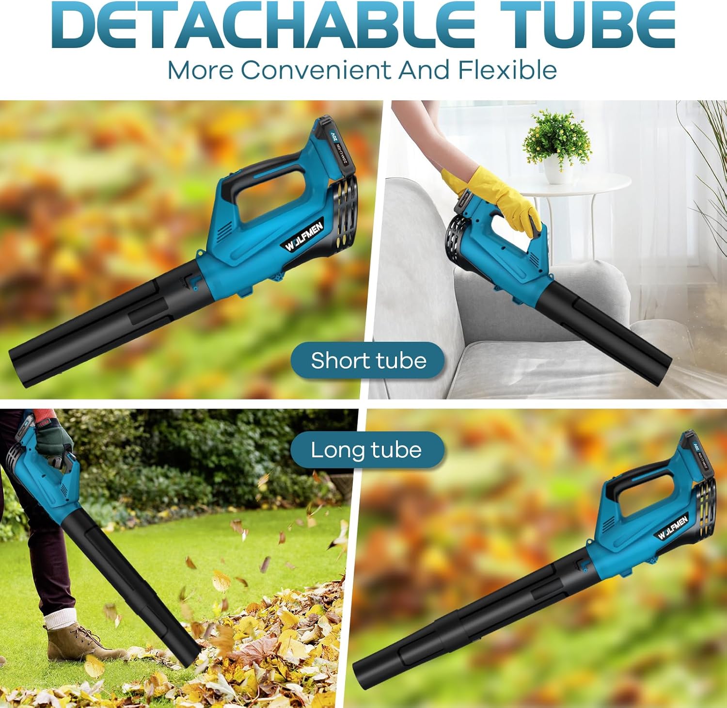 Detalle 2 de WOLFMEN LB-8197 Cordless Leaf Blower, 20V, Two Batteries, Two Speeds