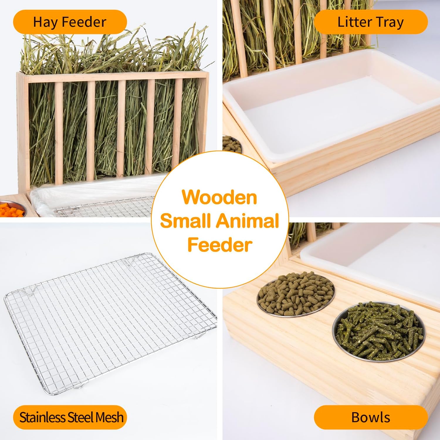 Thumbnail 4 de BESNEW Rabbit Hay Feeder 3-in-1