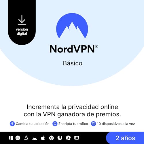 Detalle de NordVPN Básico: 10 dispositivos, 2 años, código digital