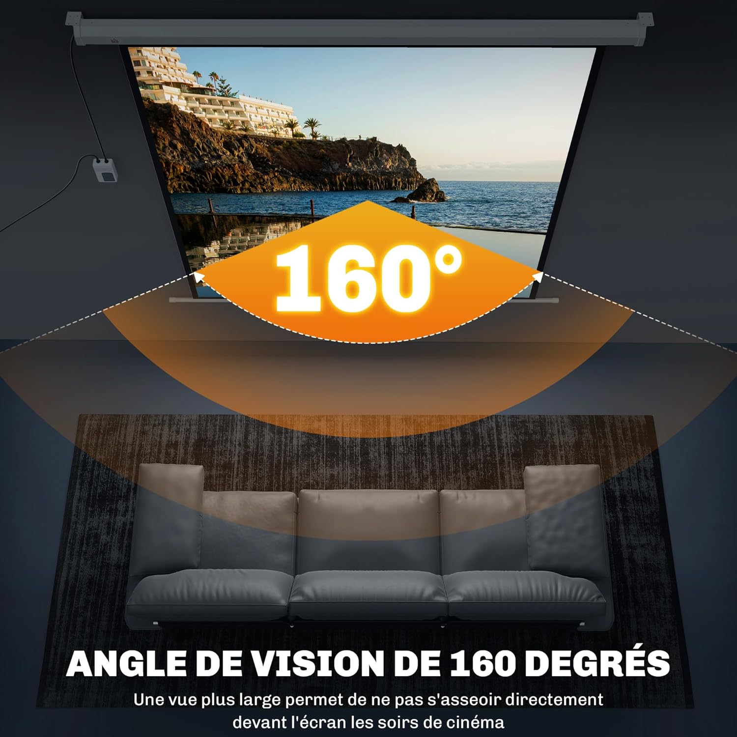 Thumbnail 3 de Écran vidéoprojecteur HOMCOM 85 pouces 1:1 4K motorisé—Montage mural ou au plafond