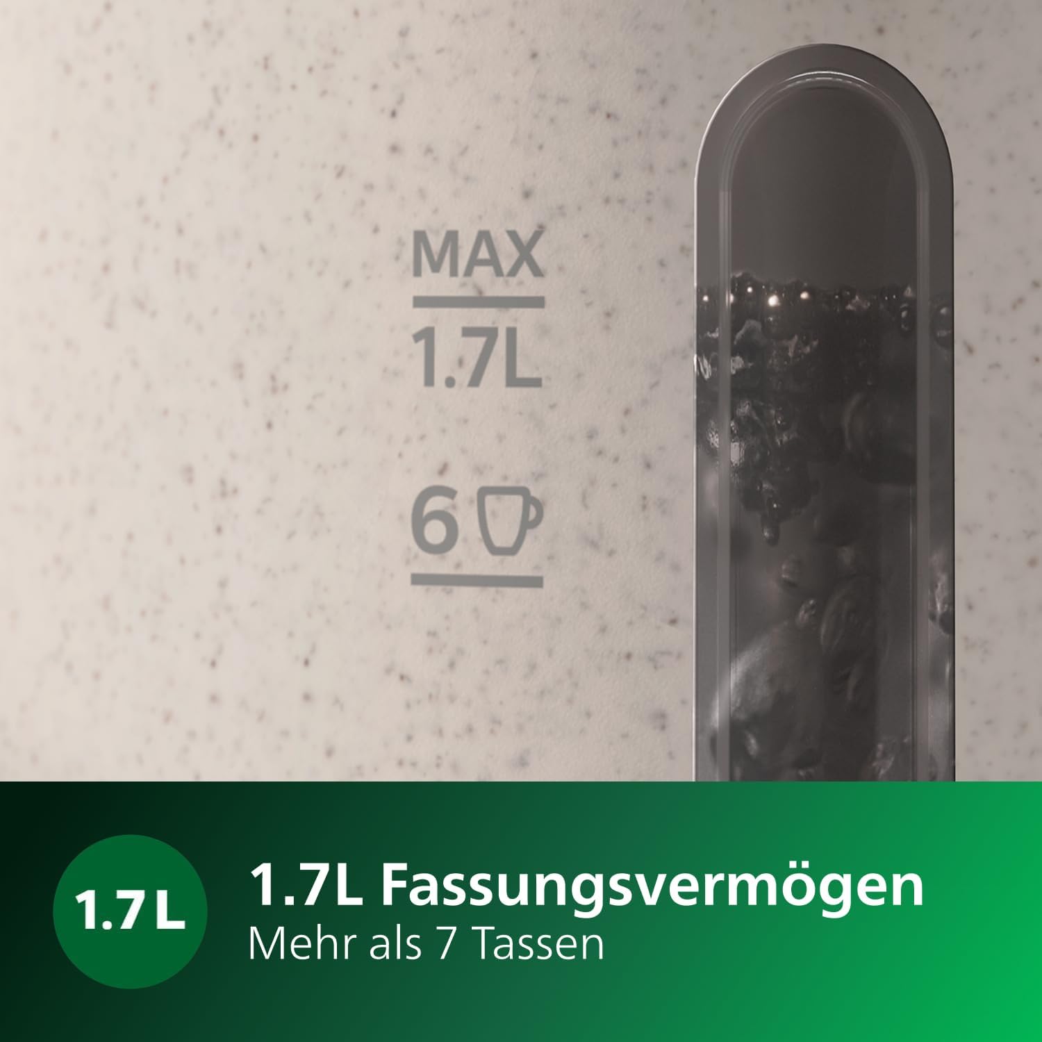 Detalle de Philips HD9365/10 Conscious Collection Wasserkocher – 1,7 l, 2200 W, Bio-Kunststoff aus Altspeiseöl